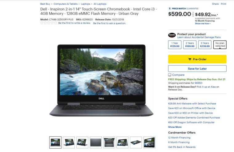 Dell Inspiron 2 in 1 14 Touch Screen Chromebook Best Buy