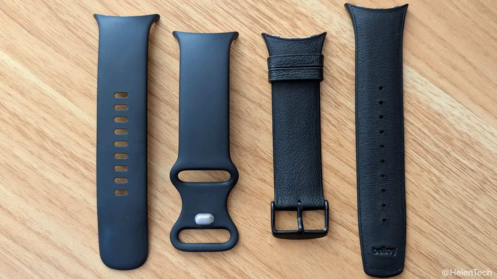 デフォルトのシリコンバンドと Bellroy Pixel Watch Strap の比較