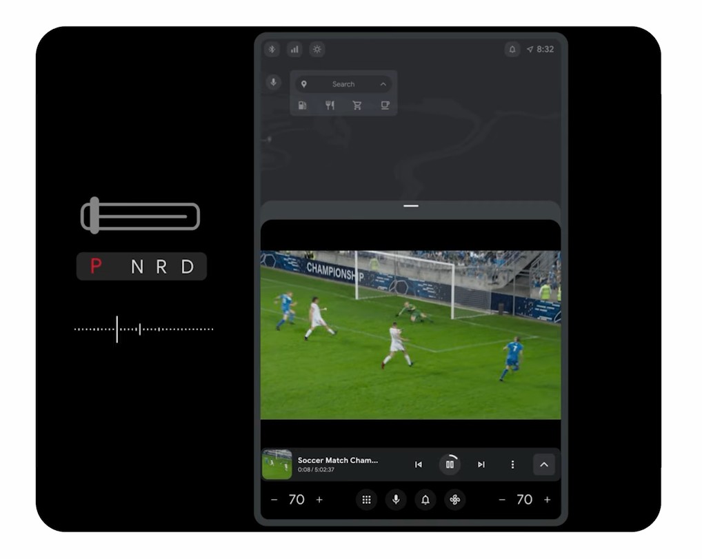 Android Automotive の動画アプリにおける「音声のみ」のモードのスクリーンショット