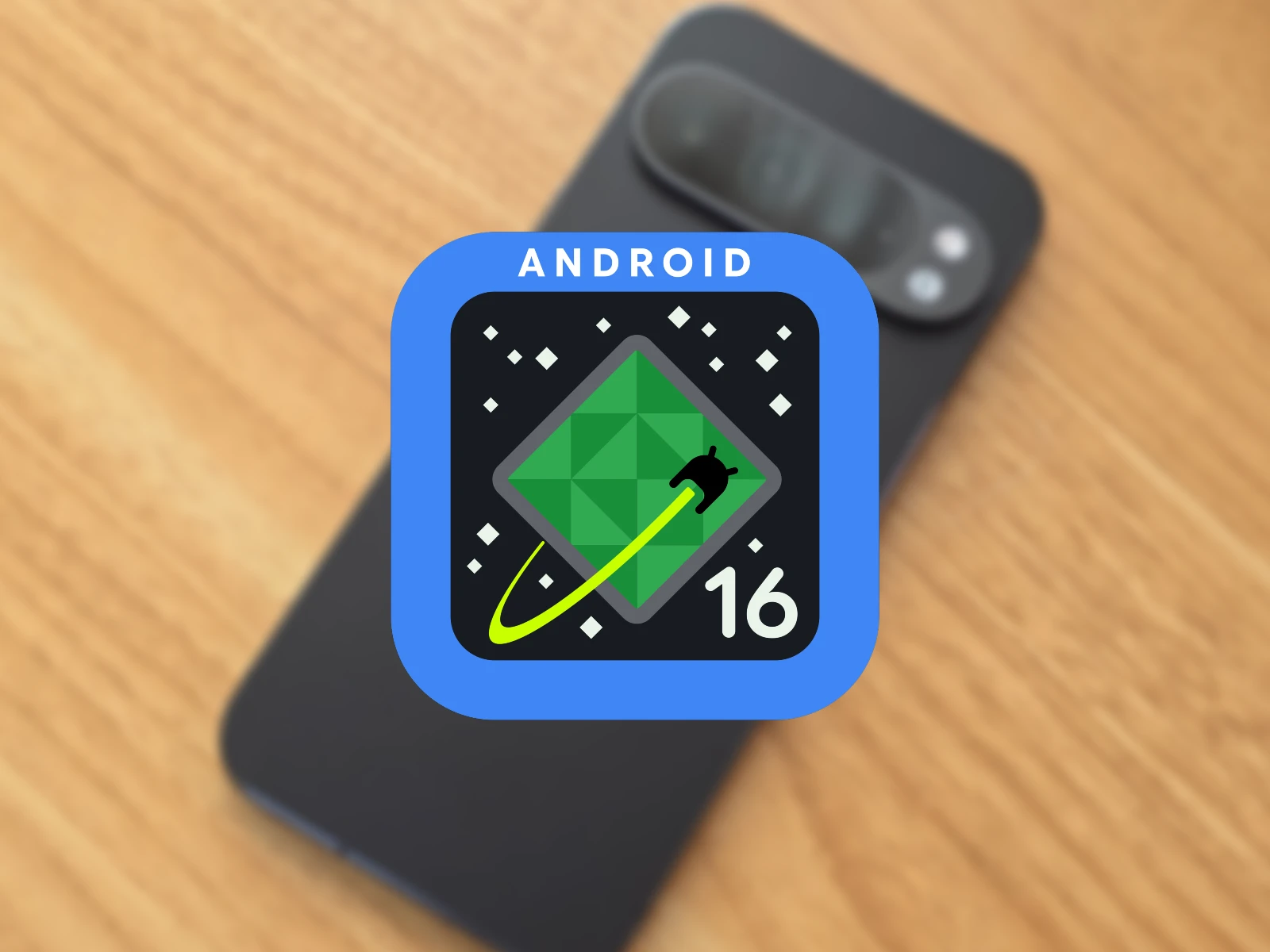 Google Pixel 9 Pro と Android 16 のロゴ