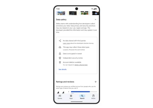 アプリがデータを使用する方法に関する詳細情報を取得するスクリーンショット