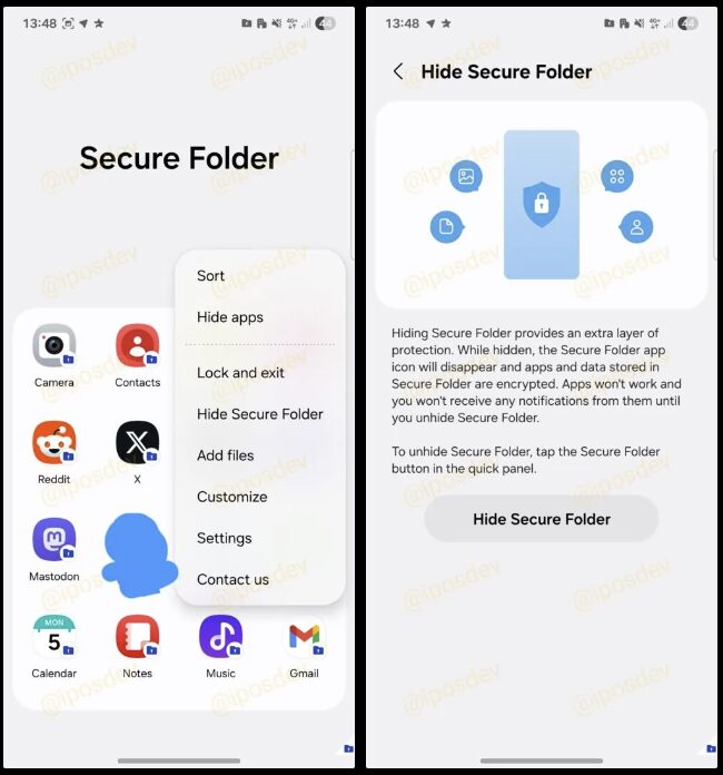 One UI 8 のセキュリティフォルダ設定画面とされる画像