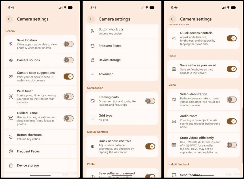 Pixel カメラの Material 3 Expressive で刷新された新しい UI のスクリーンショット