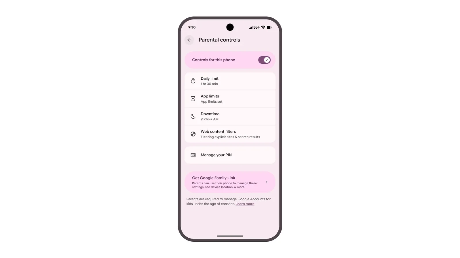 Android の設定に新しい｢ペアレンタルコントロール｣オプションが追加