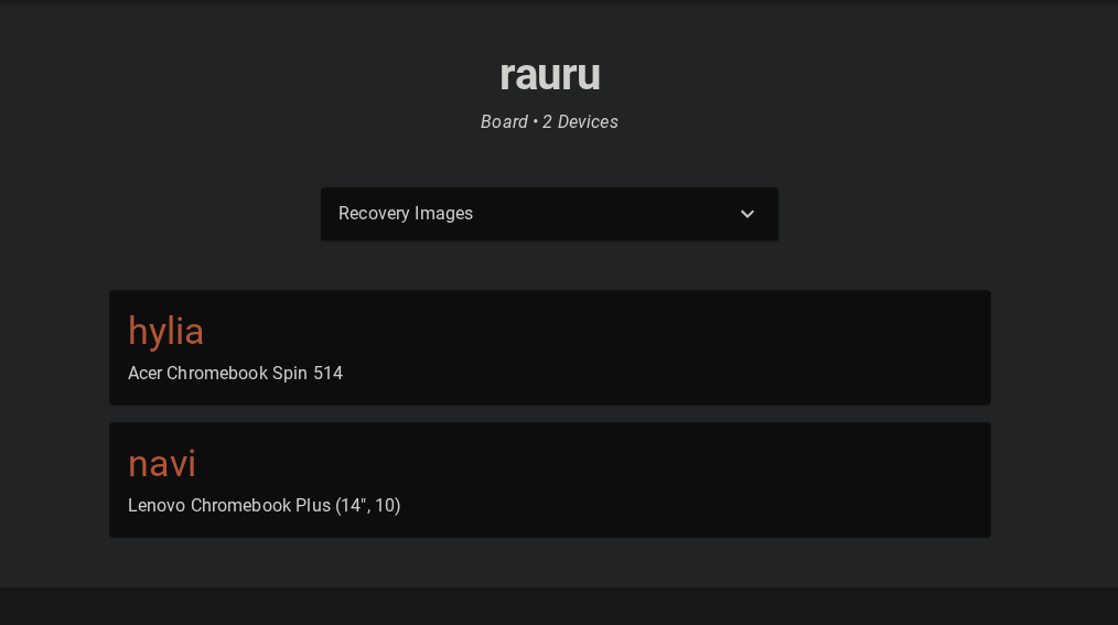 cros.tech で確認される rauru ベースボードの派生モデル「navi」と「hylia」の名前のスクリーンショット