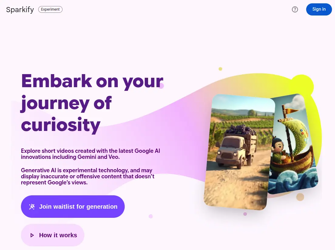 Google Sparkify 公式ページのスクリーンショット