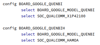 Chromebook Quenbi および QuenbiH が、それぞれ Snapdragon X Plus と Snapdragon X Elite を搭載することを示唆するコードのスクリーンショット