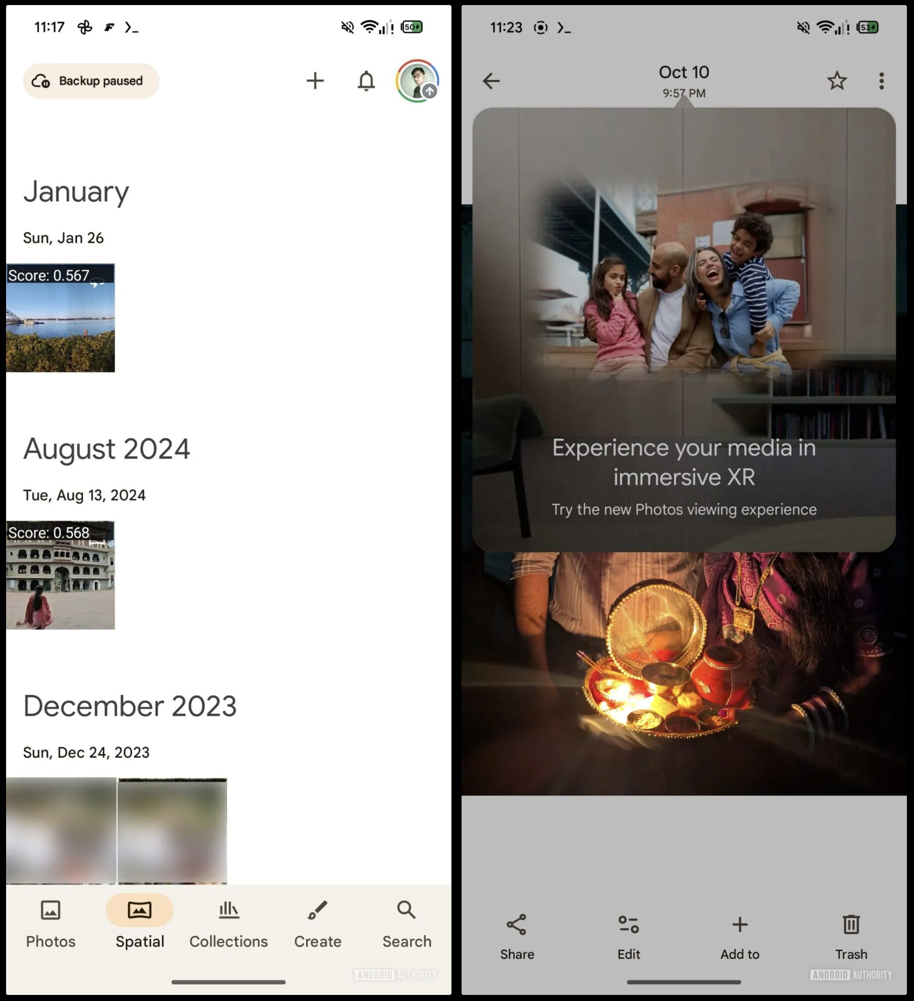新しい「空間」タブが表示された Google フォトの UI を示すスクリーンショット