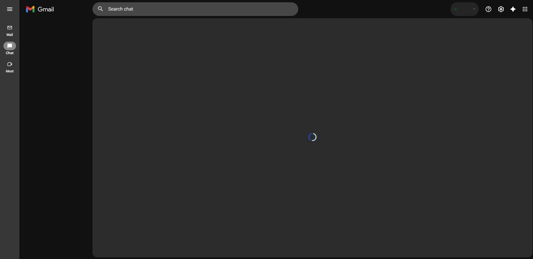 読み込みのまま進まないチャットの画面のスクリーンショット