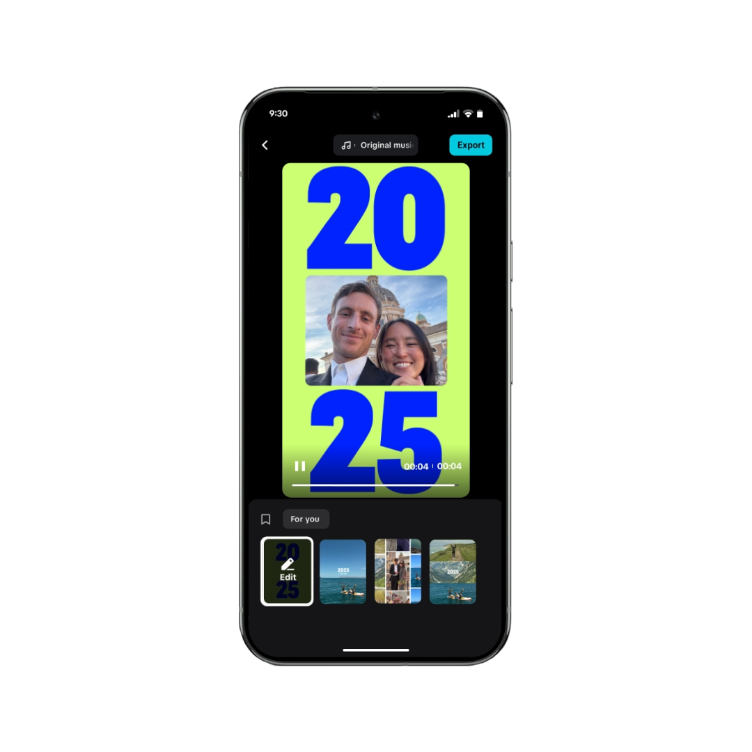 Google フォトの 2025 年のハイライトを Capcat で編集する様子