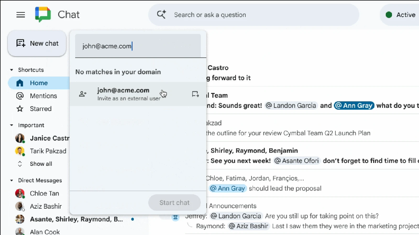 Google チャット、非 Workspace ユーザーを招待できるゲストアカウント機能が導入