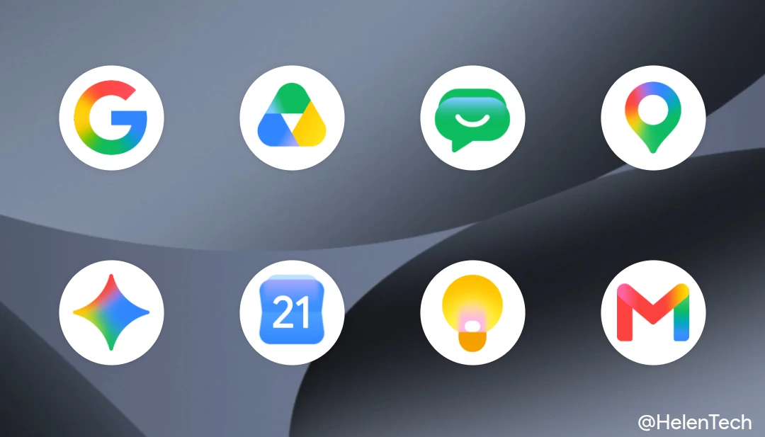 Google Pixel スマートフォンの Pixel Launcher 上でアプリ名を非表示にした画面