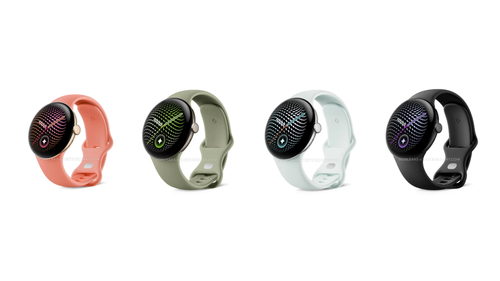 リークされた Pixel Watch 5 のレンダリング画像 4 色