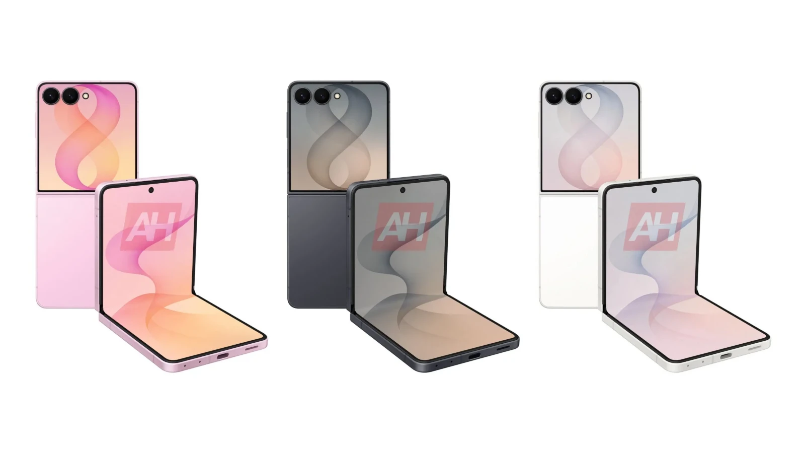 Samsung Galaxy Z Flip 8 の公式レンダリング画像がリーク。Cream、Graphite、Pink の 3 色展開