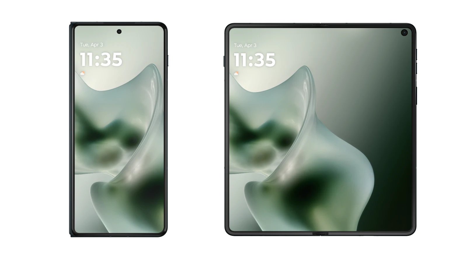 Motorola Razr Fold のカバーディスプレイとメインディスプレイを並べて見たところ