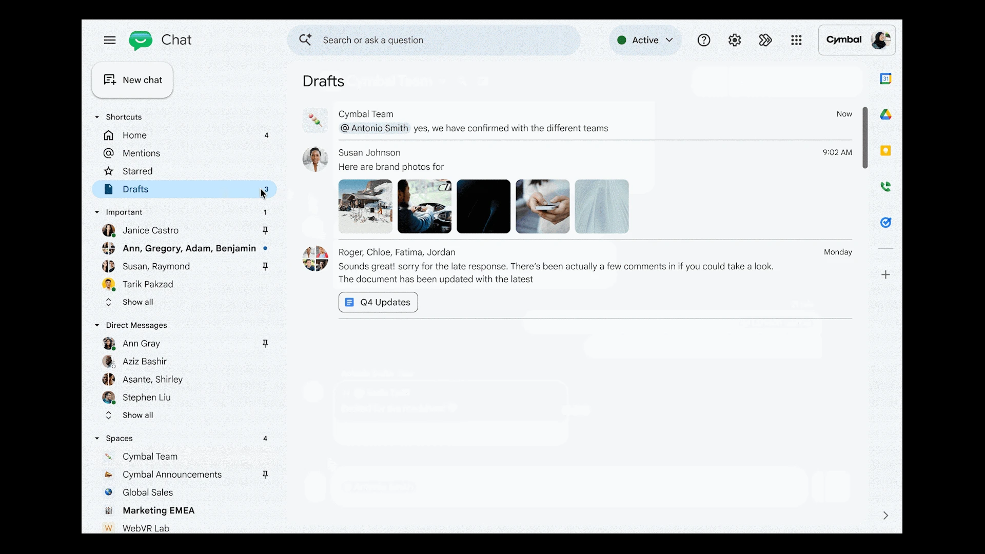 Google チャット、下書きメッセージを自動保存する機能を追加。デバイス間でも同期